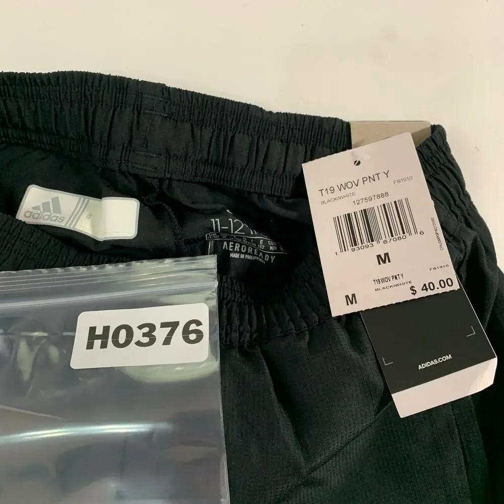 Adidas M NEW Youth Woven Pants Taper Leg Football Soccer Active Sports Black